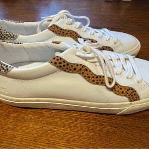 Madewell White and Brown Sneakers with Animal Print